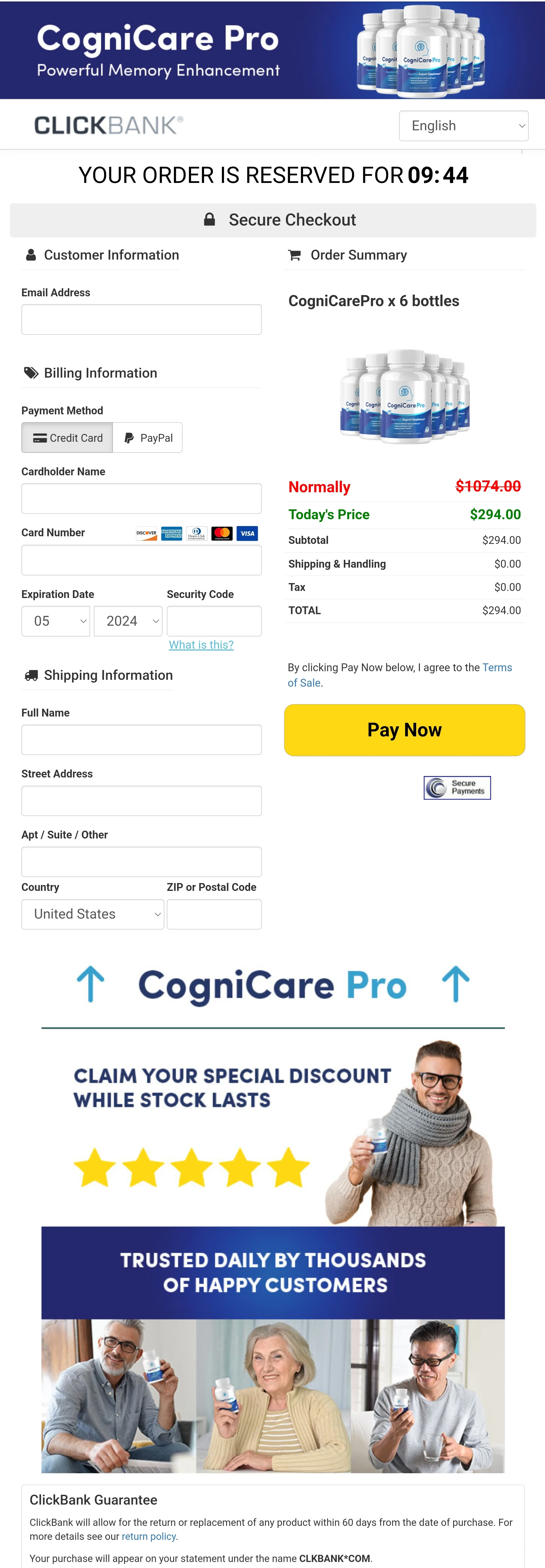 CogniCare Pro order form